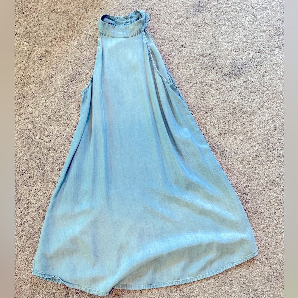 Anthropologie Cloth and Stone Chambray Denim Halter dress Sz XS